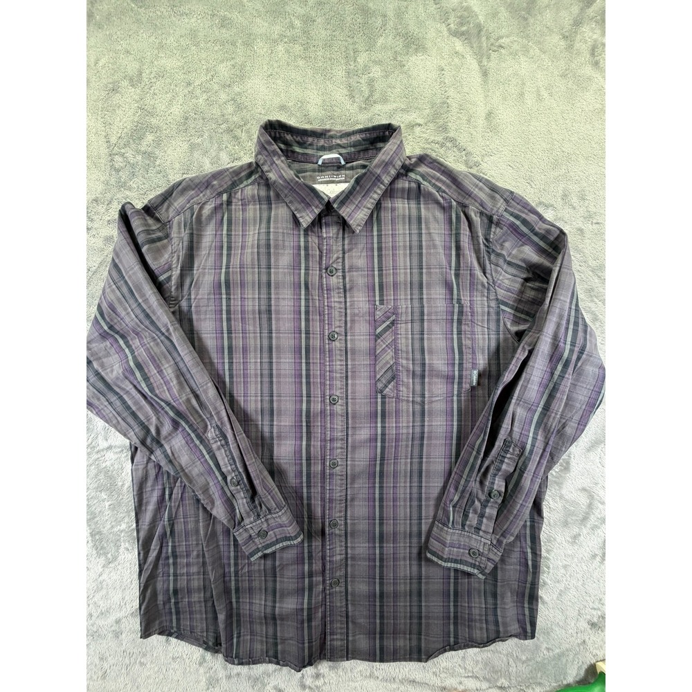 Columbia Omni-Wick Mens XXL Purple Grey Plaid LS Button Down Shirt AM1069